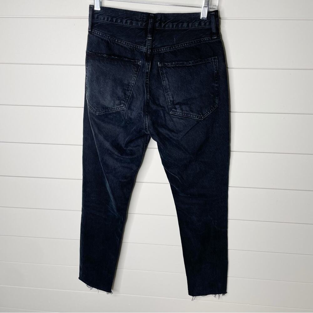 AGOLDE Jamie Classic High Rise Distressed Button Fly Jeans Black Plume Size 25 - Picture 6 of 10